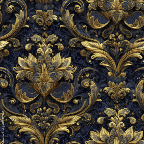 French Royal Damask Wallpaper Design