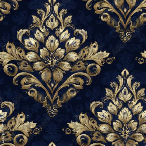 Golden Ornamental Seamless Rococo Print