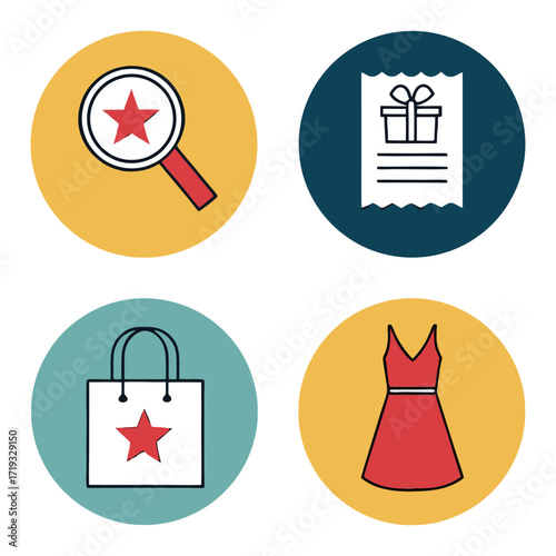 Restaurant and food delivery icons for digital services and online platforms 