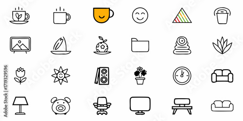 Delightful doodle vector icons showcase everyday objects and cheerful icons, great for blog decoration and fun social media content creation ideas