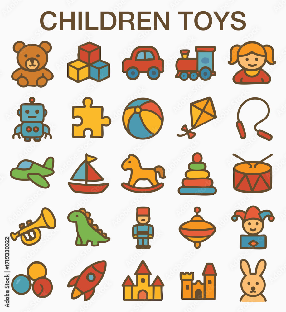 Fototapeta premium Collection of Classic Children's Toys and Playthings