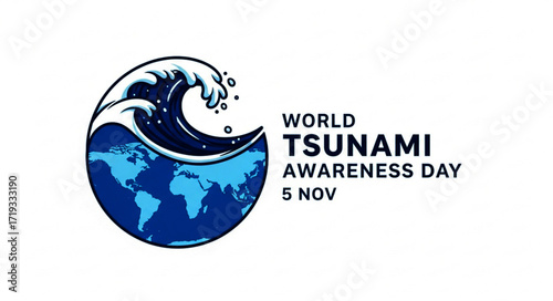 World Tsunami Awareness Day Graphic with Earth and Wave