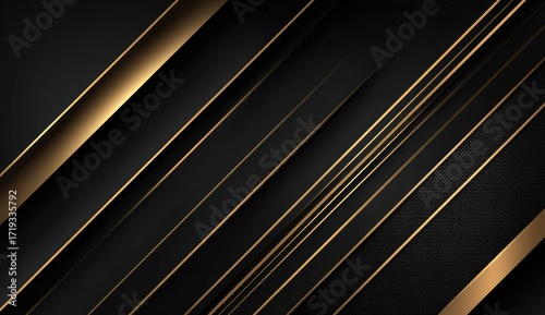 Obraz na płótnie Sleek black background with diagonal gold lines