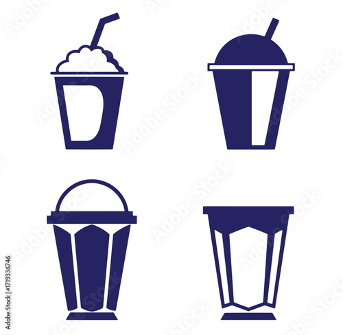 Vector illustration of various drink cups and beverages representing beverage menu options