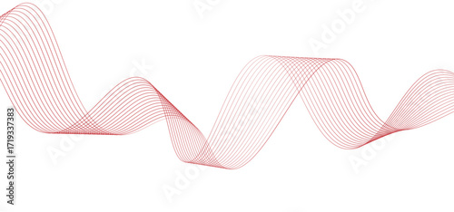 Abstract flowing red color wave lines
creating smooth wave forms
on a pure white background
minimalist abstract vector design