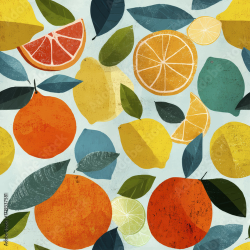 Fresh Lemon and Lime Seamless Background Illustration