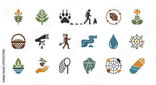Collection of Nature and Human Interaction Icons.