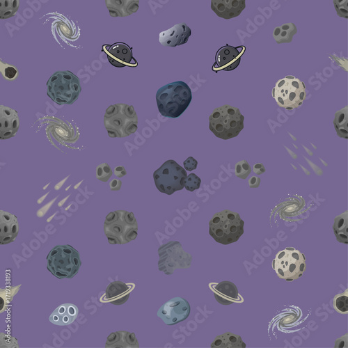 whimsical Cosmic Doodle In Smoky Lavender fabric pattern