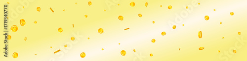 Korean won coins falling. Scattered gold WON
