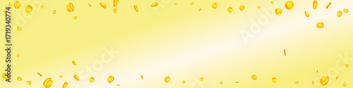 European Union Euro coins falling. Scattered gold