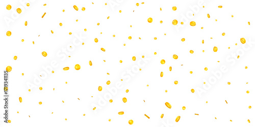 European Union Euro coins falling. Scattered gold