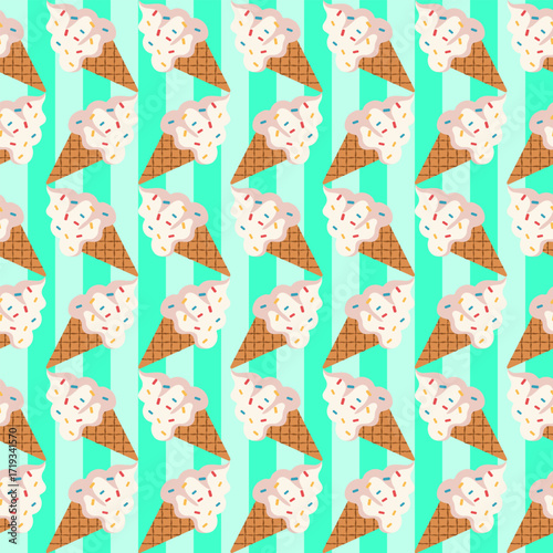 Delicious ice cream cones pattern creative graphic design fun and colorful background whimsical art, seamless patterns	