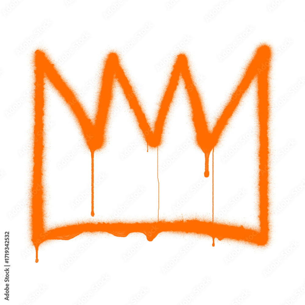 Fototapeta premium spray painted crown, orange dripping no background
