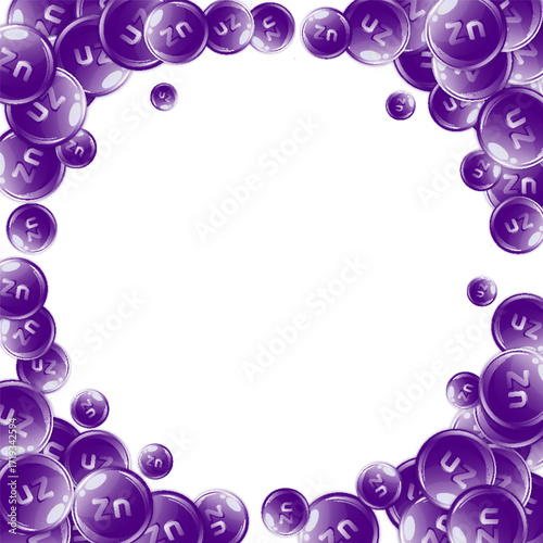 Zinc round capsules scattered randomly.