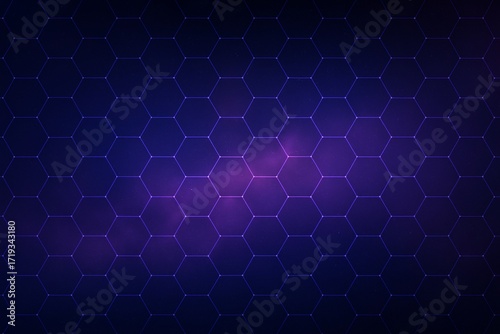 Futuristic Hexagon Grid with Galaxy Background
