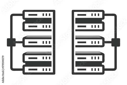 Isolated Computer Server Network on White Background for Tech Design
