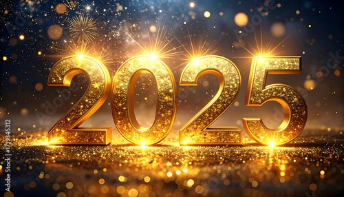 A festive and celebratory image showing the golden numbers 