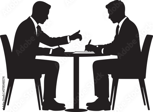 Businessmen Negotiating Deal at Table Silhouette Illustration Vector Graphic Design Element