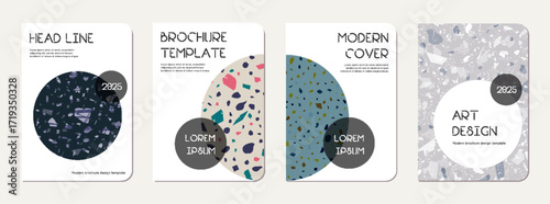 School notebook cover design. Terrazzo abstract
