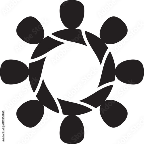 Silhouette of People in a Circle Representing Community, Unity, Cooperation, and Social Connection