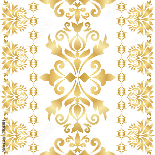 Elegant Golden Arabesque Ornament, Luxury Damask Baroque Seamless Decorative Pattern Vector