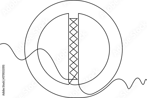 one line art Chakram Weapon vector illustration. line art, one continuous line, simple, hand drawn and sketch style. for icons, symbols, signs or logos. PNG