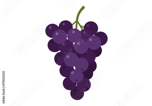 A bunch of purple grapes with light spots on white background