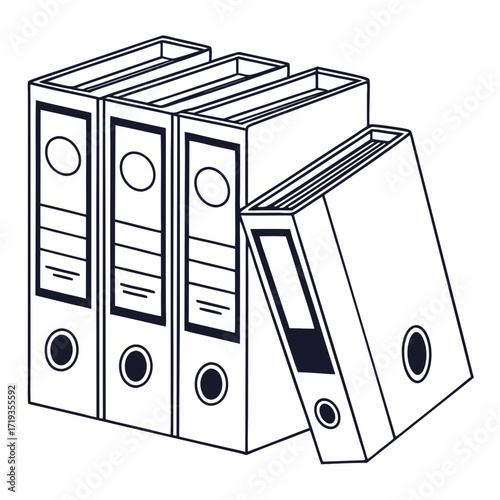 Illustration of ring binders, symbolizing organization, documentation, and storage in office or home settings, ideal for illustrating articles or presentations on file management