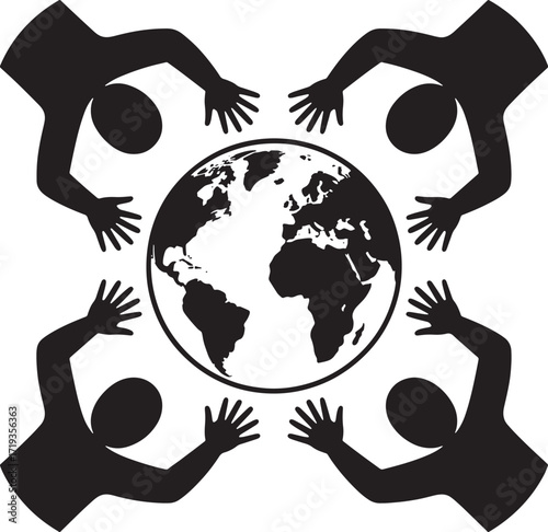 Global Teamwork Collaboration International Business Connection People Around Globe Silhouette