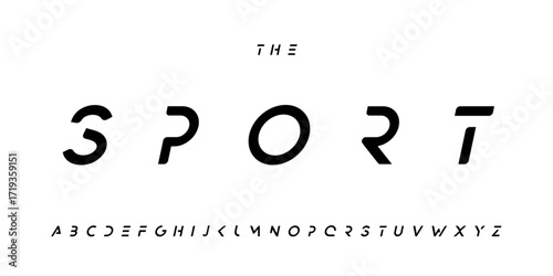 Futuristic sleek font, minimal geometric alphabet, dynamic tilted letters, cyber sport typeface for UI logo, racing headline, modern typography, innovative digital typographic design. Vector typeset.