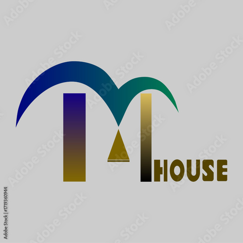 A creative M House logo featuring gradient colors and geometric shapes with modern minimalist typography. Perfect for real estate, architecture, interior design, creative branding, and stylish profess