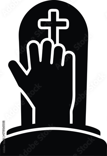 hand rising from grave silhouette  hand rising fro.eps