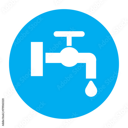 tap with drop of water on blue background