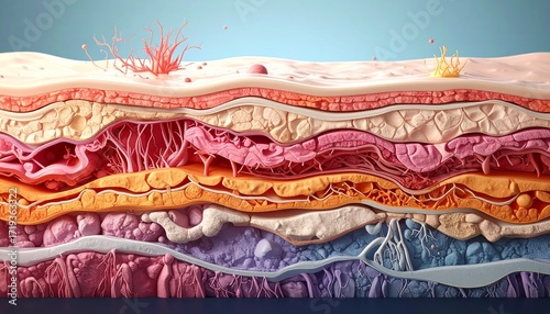 Microscopic View of Human Skin Layers A Detailed Anatomical Illustration