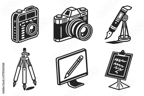 retro camera and tripod