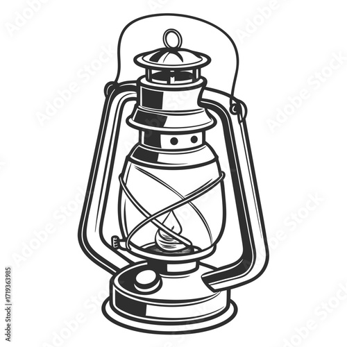 old oil lamp vector
