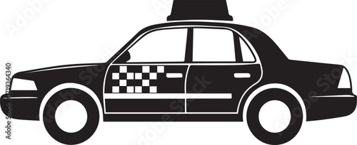 Black taxi cab isolated on white background