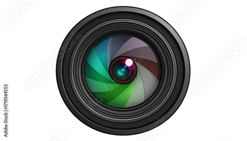 Camera Lens Front Element isolated on solid white background Png format