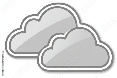 Two stylized, light gray clouds, outlined in white, appear close together
