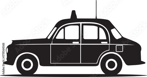 Black  London taxi car isolated on white background