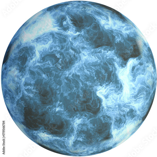Принти на полотні Fictional blue  planet isolated transparent background 3d rendering