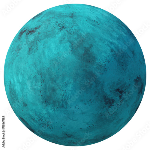 Fictional green planet isolated transparent background 3d rendering
