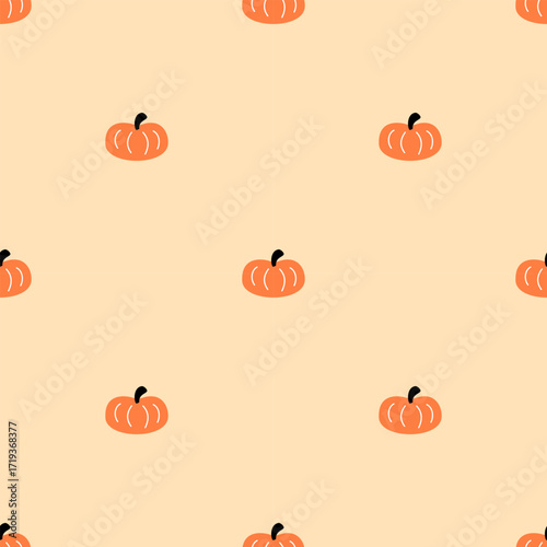 Cute Pumpkin Seamless Pattern – Autumn Fall Background for Thanksgiving, Halloween, and Seasonal Designs