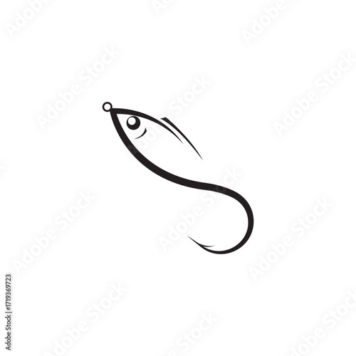 Bait Lure Fish Hook Jig for Fish Angler Sport Fishing logo design