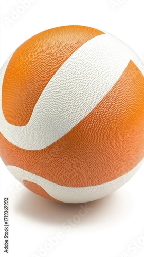Orange and white basketball on a white background.