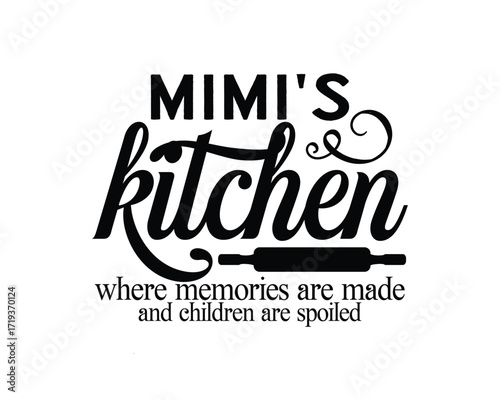 Mimi's Kitchen wall art with rolling pin and text.