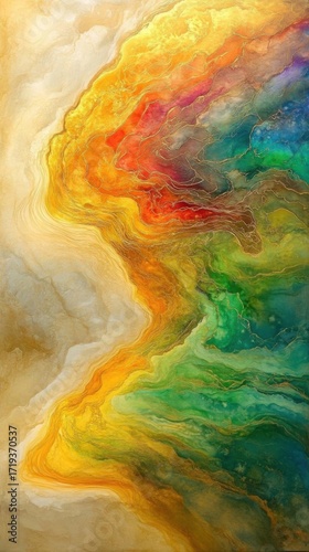 Abstract colorful fluid art with vibrant swirls and patterns.