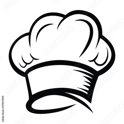 Stylized black and white chef hat showcases culinary artistry for creative uses