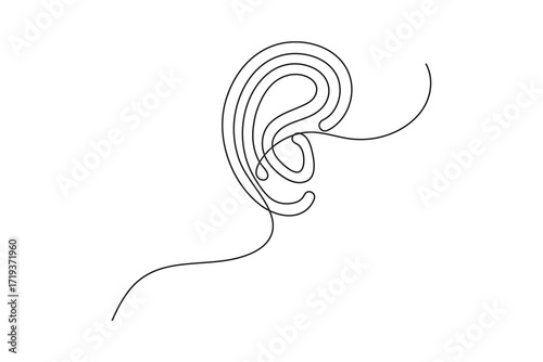 Ears icon continuous one line drawing minimalist style isolate outline vector illustration
