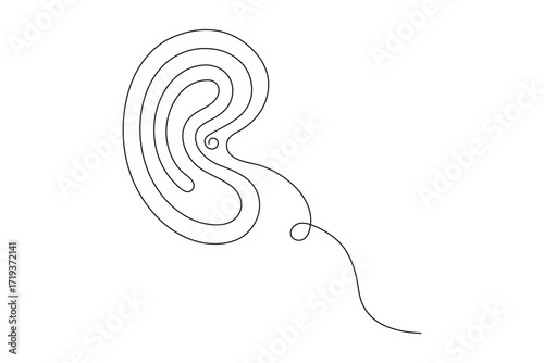 Ears icon continuous one line drawing minimalist style isolate outline vector illustration
